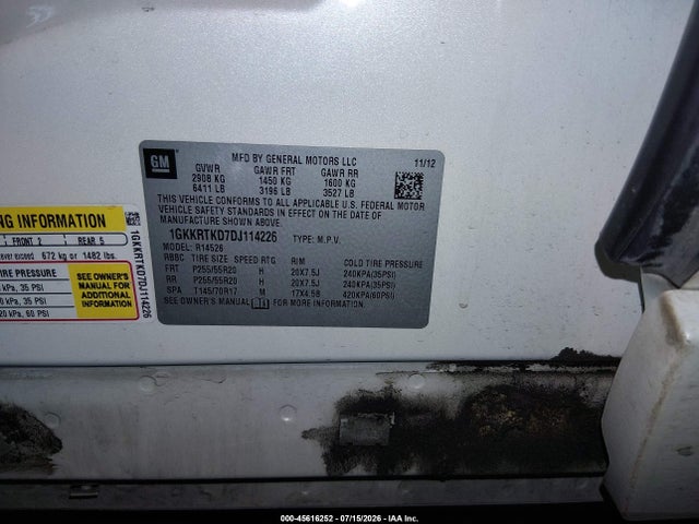 Aukcja sprzedaży 2013 Gmc Acadia Denali, vin: 1GKKRTKD7DJ114226, numer aukcji: 45616252