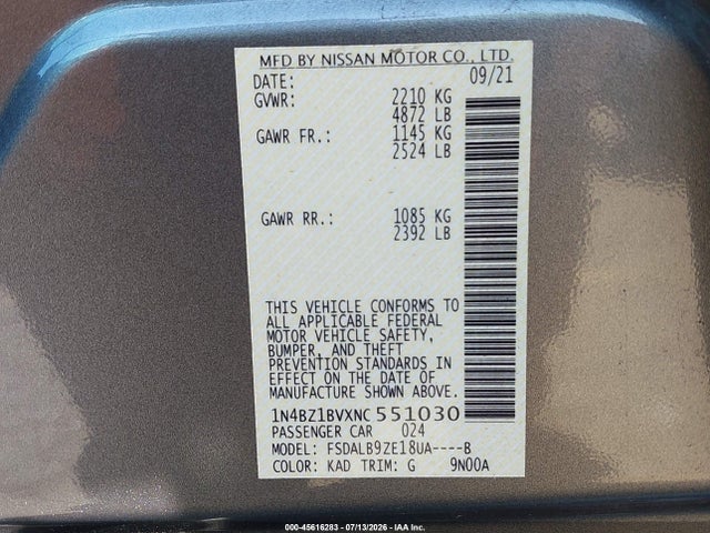 1N4BZ1BVXNC551030 Nissan Leaf S Plus 62 Kwh