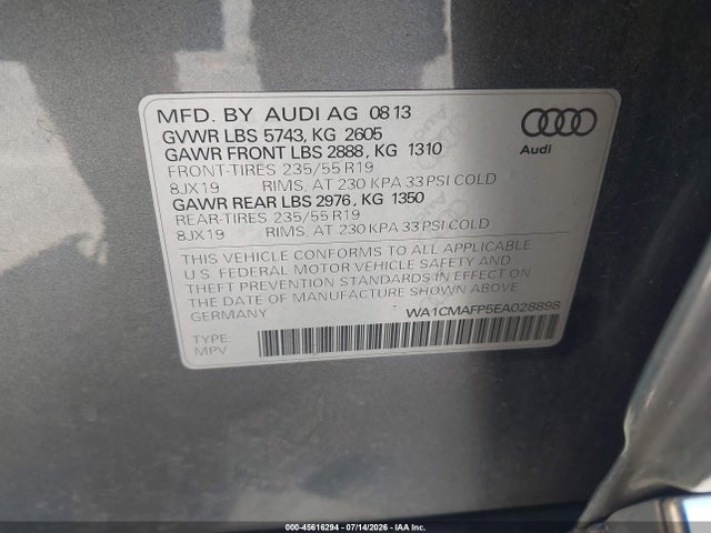 WA1CMAFP5EA028898 Audi Q5 3.0 Tdi Premium Plus