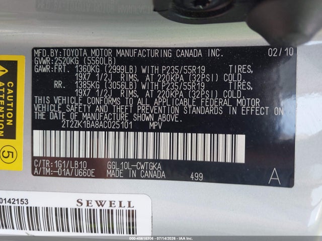 Продажа на аукционе авто 2010 Lexus Rx 350, vin: 2T2ZK1BA8AC025101, номер лота: 45616306