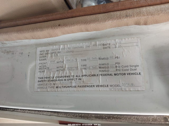 Продажа на аукционе авто 1984 Chevrolet G30, vin: 2GBJG31M4E4176793, номер лота: 45616314