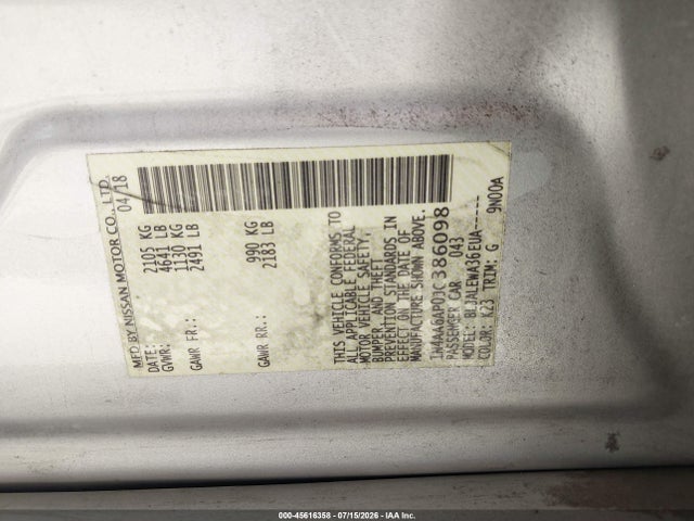 1N4AA6AP0JC386098 Nissan Maxima 3.5 Sl