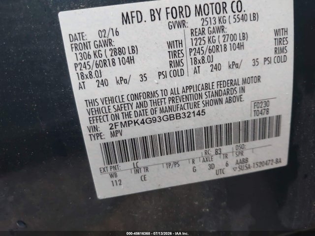 Ford EDGE SE 2016 2FMPK4G93GBB32145 Image 9