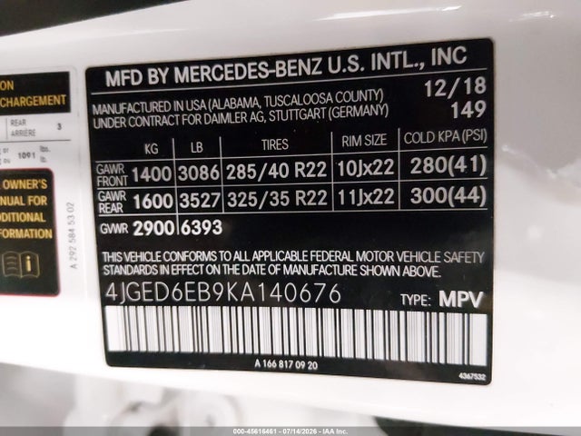 4JGED6EB9KA140676 Mercedes-Benz Amg Gle 43 Coupe 4matic