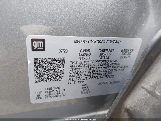Продаж на аукціоні авто 2024 Chevrolet Trax Fwd 2rs, vin: KL77LJE25RC089708, номер лоту: 45616601