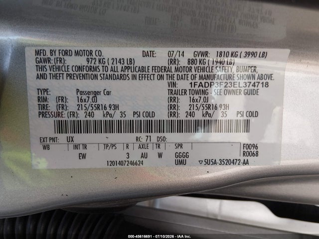 Ford FOCUS SE 2014 1FADP3F23EL374718 Image 9