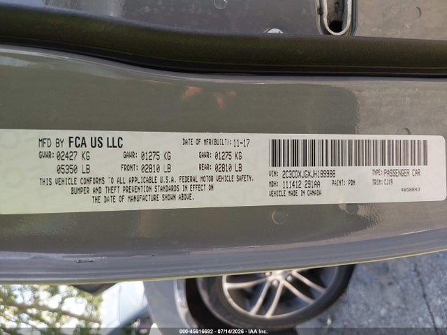 2018 Dodge Charger Gt Awd მანქანა იყიდება აუქციონზე, vin: 2C3CDXJGXJH189988, აუქციონის ნომერი: 45616692