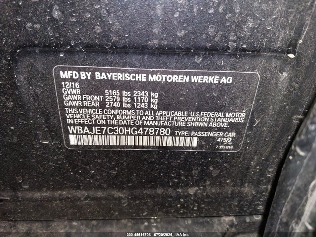 Продажа на аукционе авто 2017 Bmw 540i Xdrive, vin: WBAJE7C30HG478780, номер лота: 45616708