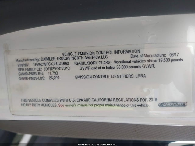 Freightliner M2 106 2018 1FVACWFCXJHJU1603 Image 8