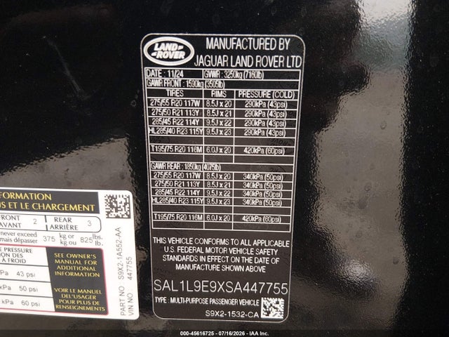SAL1L9E9XSA447755 Land Rover Range Rover Sport P530 Dynamic Se