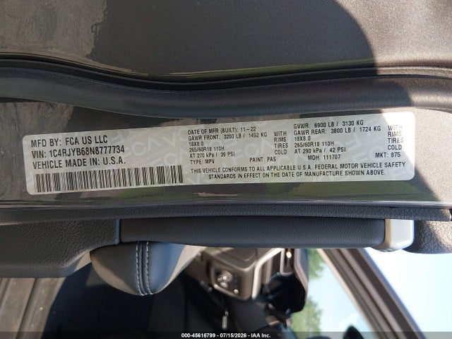 Aukcja sprzedaży 2022 Jeep Grand Cherokee 4xe Limited 4x4, vin: 1C4RJYB68N8777734, numer aukcji: 45616799