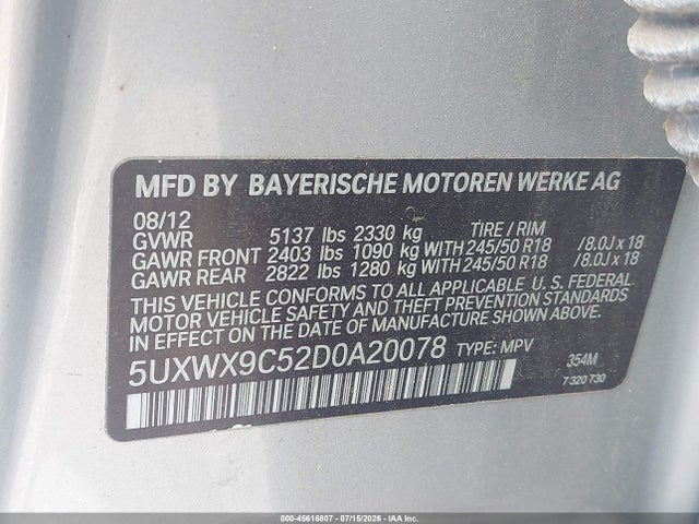 Продажа на аукционе авто 2013 Bmw X3 Xdrive28i, vin: 5UXWX9C52D0A20078, номер лота: 45616807