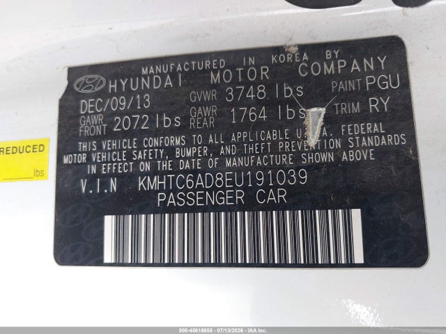 Hyundai Veloster Base W/black 2014 KMHTC6AD8EU191039 Image 9