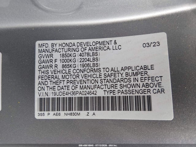 19UDE4H36PA024642 Acura Integra A-spec
