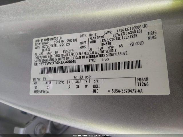 Ford F-250 Xlt 2019 1FT7W2BT0KEG65048 Image 9