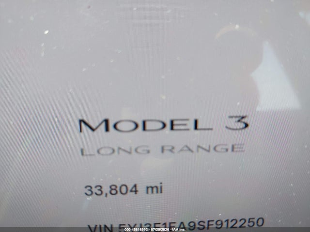 45616992 :رقم المزاد ، 5YJ3E1EA9SF912250 vin ، 2025 Tesla Model 3 مزاد بيع