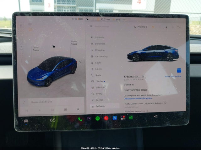 45616992 :رقم المزاد ، 5YJ3E1EA9SF912250 vin ، 2025 Tesla Model 3 مزاد بيع