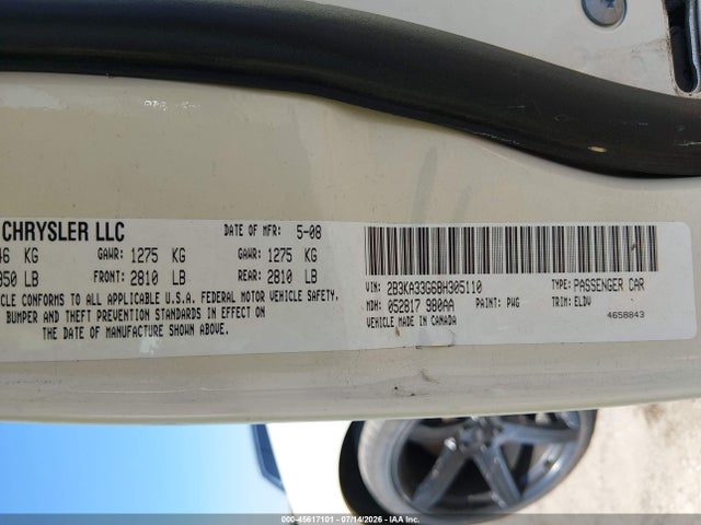Продаж на аукціоні авто 2008 Dodge Charger Sxt, vin: 2B3KA33G68H305110, номер лоту: 45617101