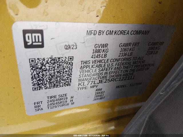 KL77LJE25RC122111 Chevrolet Trax Fwd 2rs