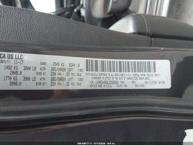 45617117 :رقم المزاد ، 1C4RDHAG8JC226583 vin ، 2018 Dodge Durango Sxt Rwd مزاد بيع