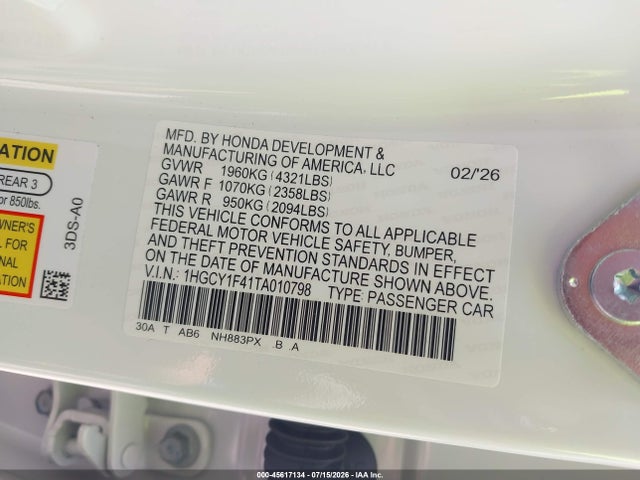Honda ACCORD SE 2026 1HGCY1F41TA010798 Image 9