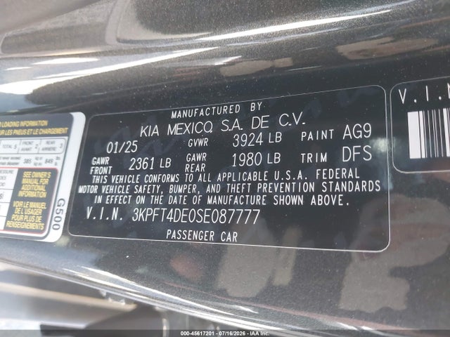 KIA K4 Lxs 2025 3KPFT4DE0SE087777 Image 9