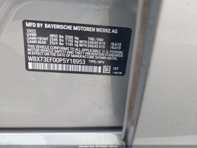 Aukcja sprzedaży 2023 Bmw X1 Xdrive28i, vin: WBX73EF00P5Y18953, numer aukcji: 45617244