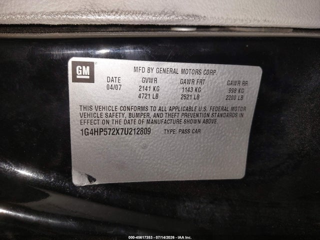 2007 Buick Lucerne Cx მანქანა იყიდება აუქციონზე, vin: 1G4HP572X7U212809, აუქციონის ნომერი: 45617353