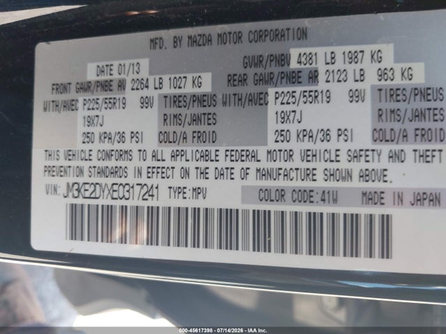 Aukcja sprzedaży 2014 Mazda Cx-5 Grand Touring, vin: JM3KE2DYXE0317241, numer aukcji: 45617398
