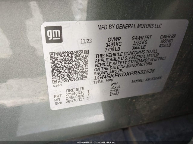 Продажа на аукционе авто 2023 Chevrolet Suburban 4wd Premier, vin: 1GNSKFKDXPR551538, номер лота: 45617520