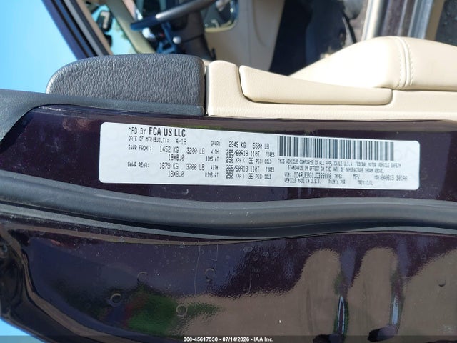 Продаж на аукціоні авто 2018 Jeep Grand Cherokee Limited 4x2, vin: 1C4RJEBG1JC339880, номер лоту: 45617530