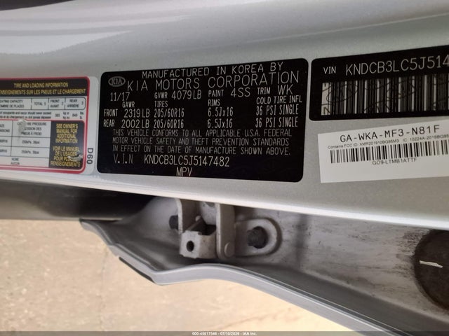 45617546 :رقم المزاد ، KNDCB3LC5J5147482 vin ، 2018 Kia Niro Fe مزاد بيع