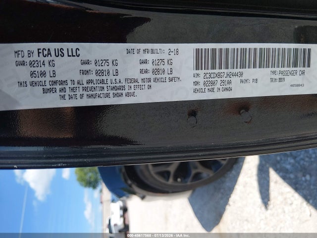 45617568 :رقم المزاد ، 2C3CDXBG7JH244430 vin ، 2018 Dodge Charger Sxt Rwd مزاد بيع
