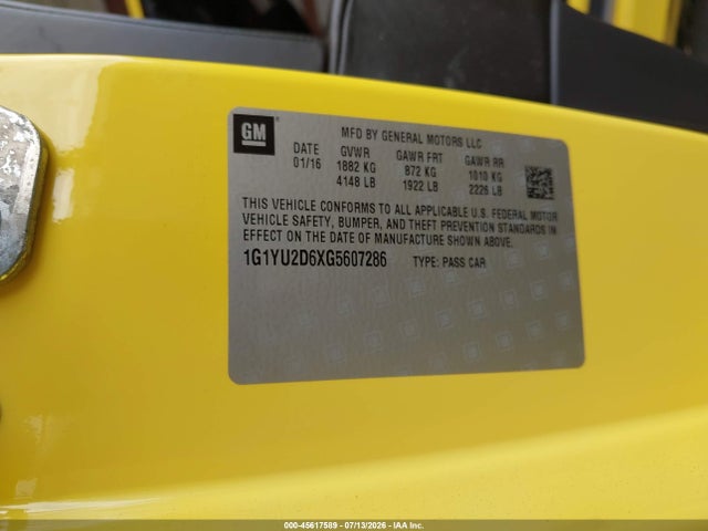 Chevrolet Corvette Z06 2016 1G1YU2D6XG5607286 Image 9