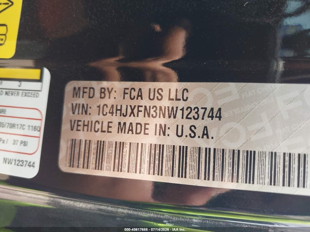 Продаж на аукціоні авто 2022 Jeep Wrangler Unlimited Rubicon 4x4, vin: 1C4HJXFN3NW123744, номер лоту: 45617688