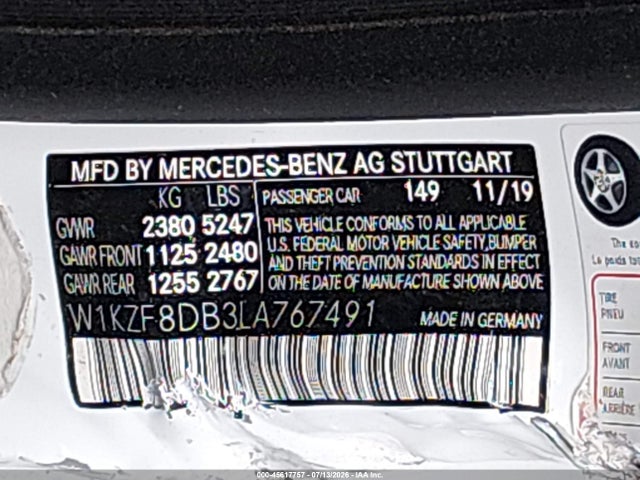 W1KZF8DB3LA767491 Mercedes-Benz E 350