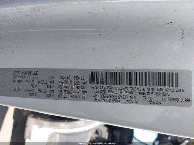 Auction sale of the 2017 Ram Promaster 1500, vin: 3C6TRVNG5HE524938, lot number: 45617762