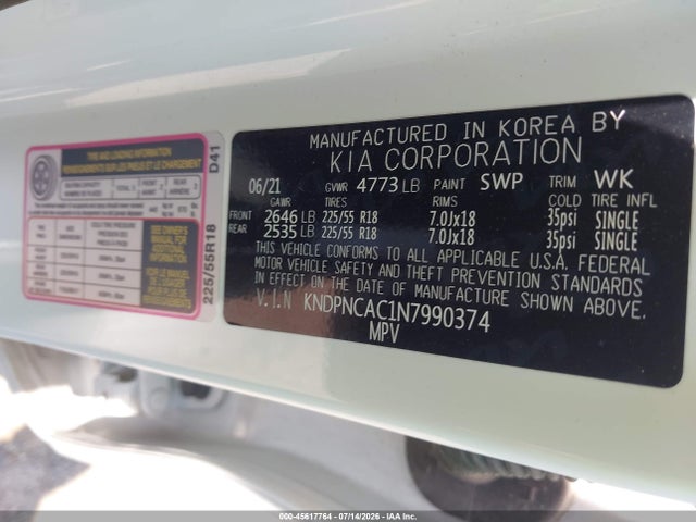 Продаж на аукціоні авто 2022 Kia Sportage Ex, vin: KNDPNCAC1N7990374, номер лоту: 45617764