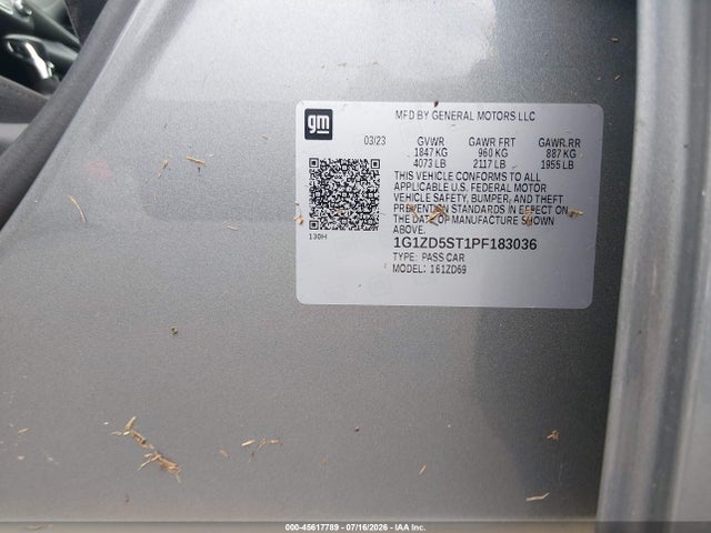 2023 Chevrolet Malibu Fwd 1lt მანქანა იყიდება აუქციონზე, vin: 1G1ZD5ST1PF183036, აუქციონის ნომერი: 45617789
