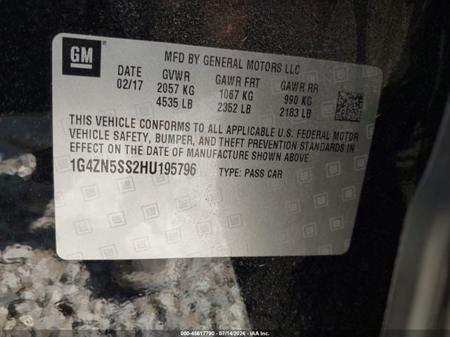 45617790 :رقم المزاد ، 1G4ZN5SS2HU195796 vin ، 2017 Buick Lacrosse Preferred مزاد بيع