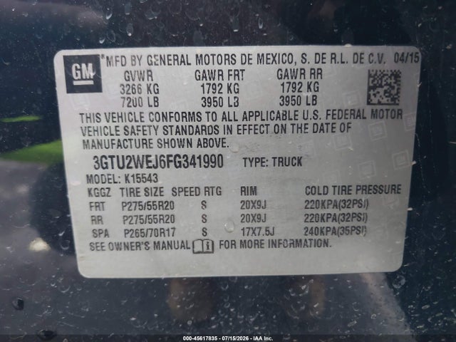 GMC Sierra 1500 Denali 2015 3GTU2WEJ6FG341990 Image 9