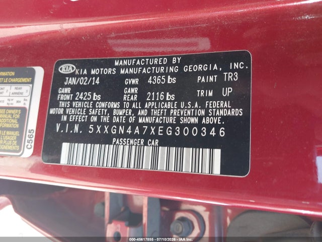 KIA OPTIMA EX 2014 5XXGN4A7XEG300346 Image 9
