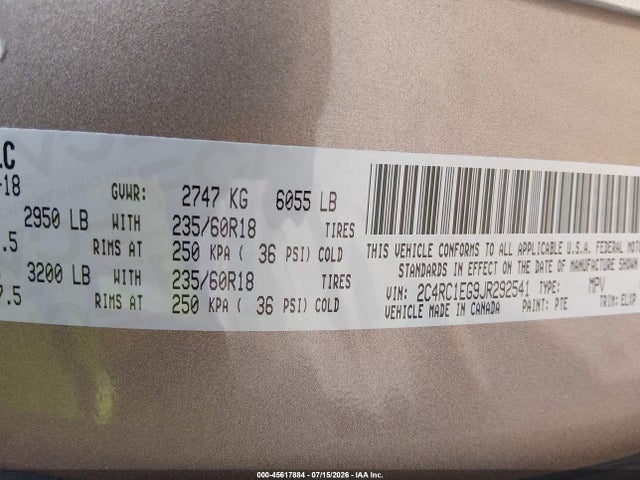 Chrysler Pacifica Touring L Plus 2018 2C4RC1EG9JR292541 Image 9