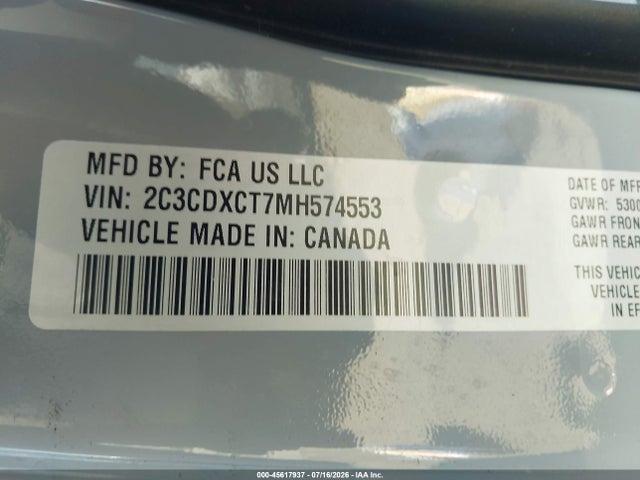 Auction sale of the 2021 Dodge Charger R/t Rwd, vin: 2C3CDXCT7MH574553, lot number: 45617937