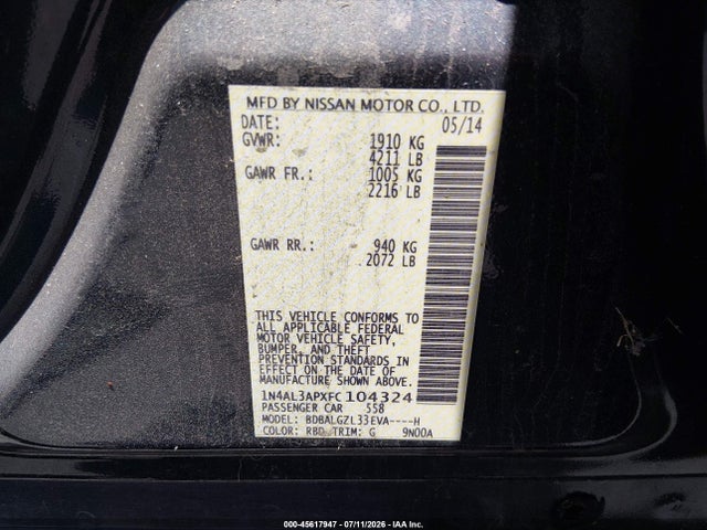 Nissan Altima 2.5 S 2015 1N4AL3APXFC104324 Image 9
