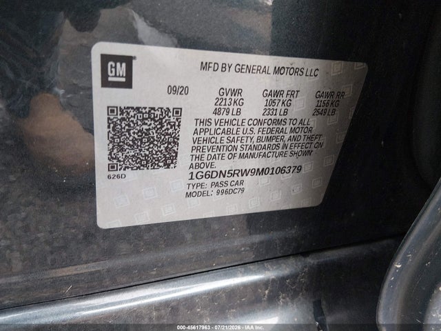2021 Cadillac Ct5 Premium Luxury მანქანა იყიდება აუქციონზე, vin: 1G6DN5RW9M0106379, აუქციონის ნომერი: 45617963
