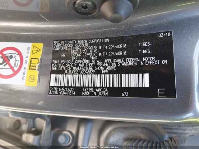 Aukcja sprzedaży 2018 Lexus Nx 300h, vin: JTJBJRBZ1J2093829, numer aukcji: 45617994