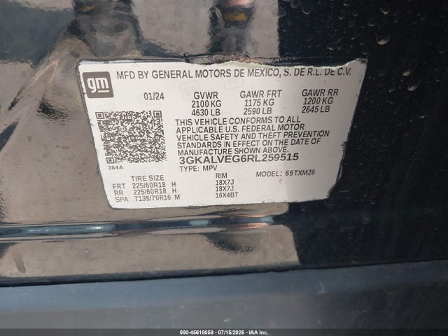 Продажа на аукционе авто 2024 Gmc Terrain Awd Slt, vin: 3GKALVEG6RL259515, номер лота: 45618059