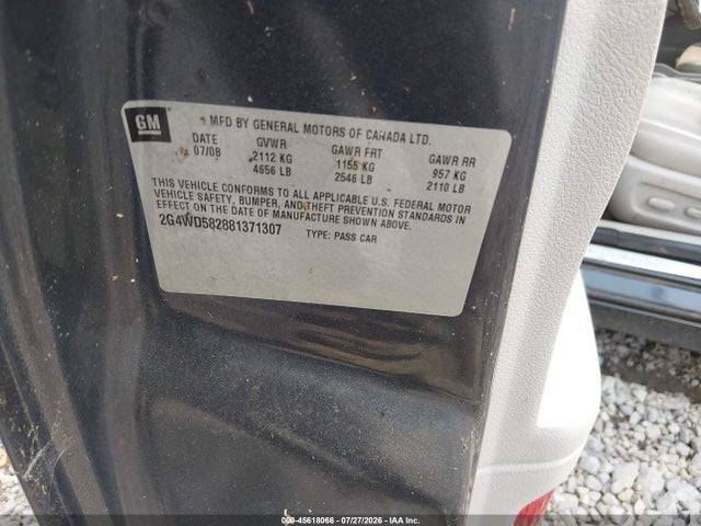 2008 Buick Lacrosse Cxl მანქანა იყიდება აუქციონზე, vin: 2G4WD582881371307, აუქციონის ნომერი: 45618066