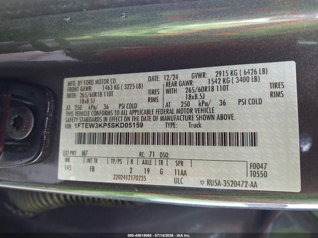 Ford F-150 Xlt 2025 1FTEW3KP5SKD05159 Image 9